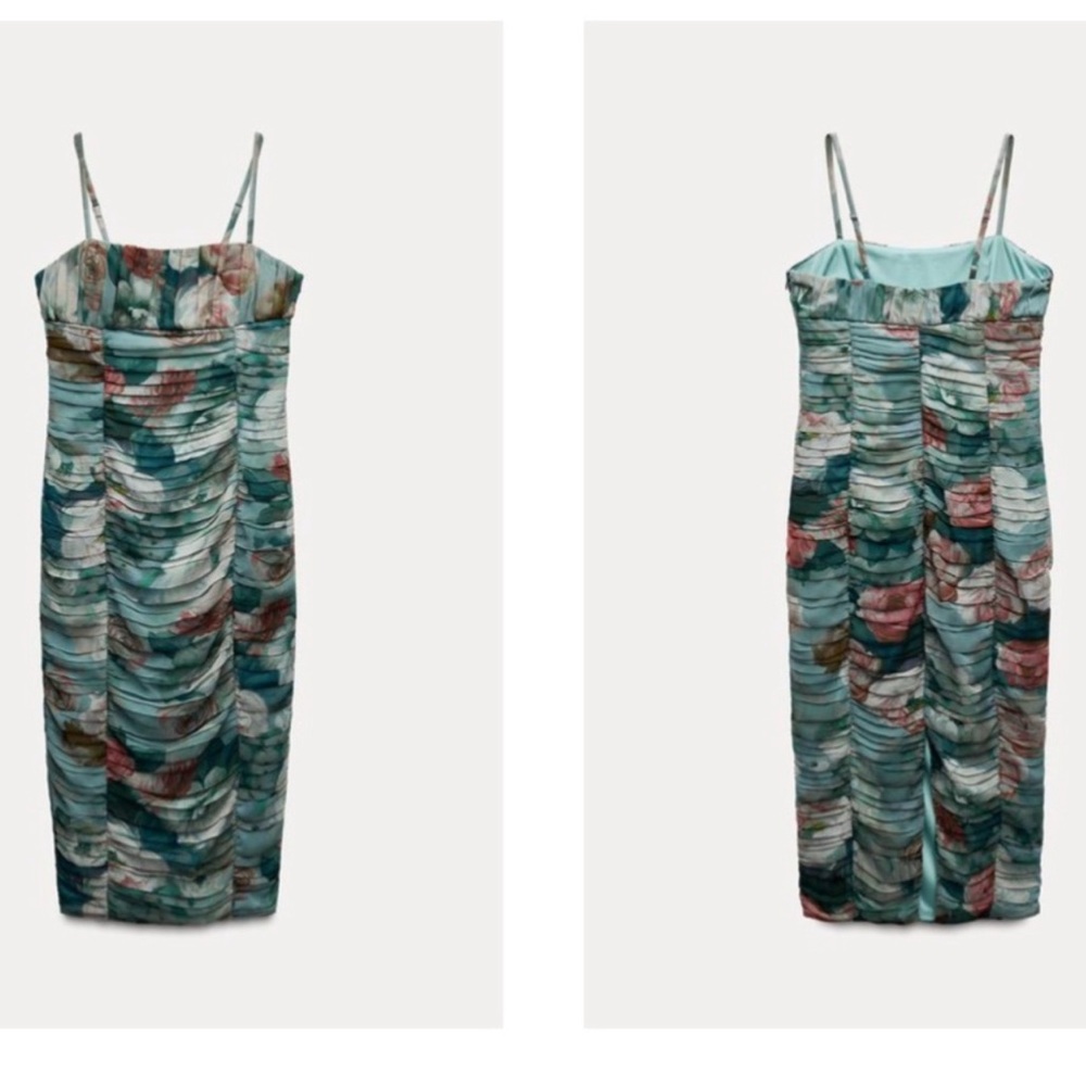 Zara Multicolor Draped Midi Dress